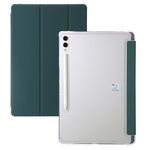Custodia per tablet in pelle acrilica trasparente 3 volte per Samsung Galaxy Tab S9 (verde scuro)