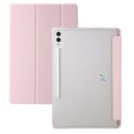 Custodia per tablet in pelle acrilica trasparente a 3 pieghe per Samsung Galaxy Tab S9 (rosa)