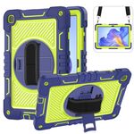 Custodia per tablet in silicone a contrasto per PC con rotazione a 360 gradi per Honor Pad X8 (blu navy + giallo verde)