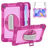 Custodia per tablet in silicone a contrasto per PC con rotazione a 360 gradi per Honor Pad X8 (rosa rossa + rosa)