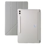 Per Samsung Galaxy Tab S9 Custodia per tablet in pelle con deformazione acrilica trasparente (grigio)