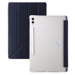 Per Samsung Galaxy Tab S9 Custodia per tablet in pelle con deformazione acrilica trasparente (blu scuro)