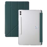 Custodia per tablet in pelle con deformazione acrilica trasparente per Samsung Galaxy Tab S9 (verde intenso)