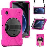 Per Samsung Galaxy Tab A9+ Maniglia rotante TPU + Custodia per tablet PC (Rosa rossa)