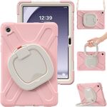 Custodia per tablet PC ibrida in silicone per Samsung Galaxy Tab A9+ con supporto e tracolla (rosa)