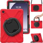 Per Samsung Galaxy Tab A9+ Custodia ibrida in silicone per tablet PC con supporto e tracolla (rossa)