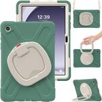 Per Samsung Galaxy Tab A9+ Custodia ibrida in silicone per tablet PC con supporto e tracolla (verde smeraldo)