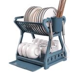 Scolapiatti per riporre i piatti su più livelli da cucina (modello B blu)