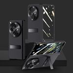 Per OPPO Find N3 Custodia per telefono antiurto con cerniera integrale con pellicola sensibile alla pelle (nera)