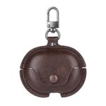 Custodia protettiva per auricolari in pelle business per Huawei FreeBuds Pro 3 con gancio (marrone scuro)