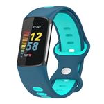 Per Fitbit Charge 6 cinturino in silicone bicolore (blu verde acqua)