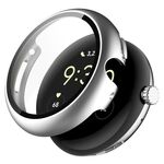 Per Google Pixel Watch 2 PC + custodia protettiva per orologio integrata con pellicola temperata (argento)