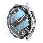 Per Samsung Galaxy Watch6 Classic 43mm R950 Custodia per PC placcata + pellicola temperata + set di anelli per lunetta dell'orologio (nero + argento)