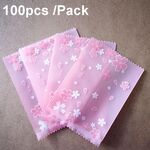 100 pz/pacco 7x10 cm imballaggio per cottura sacchetti sigillati a macchina glassati sacchetti per biscotti con motivo fiore di ciliegio
