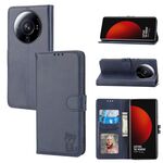 Custodia per telefono in pelle Flip con motivo Happy Cat ultra goffrato per Xiaomi 13 (blu)