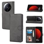 Custodia per telefono in pelle Flip con motivo Happy Cat ultra goffrato per Xiaomi 13 (nera)