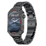 CF26 Supporto per braccialetto intelligente BT5.2 da 1,57 pollici Rilevamento del sonno, Stile: cinturino in acciaio (nero)