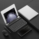 Supporto per tastiera Bluetooth pieghevole in metallo GKK con penna + supporto + tastiera + mouse + slot per penna (argento)