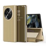 Per OPPO Find N3 Custodia per telefono in pelle con vibrazione orizzontale a specchio placcato con supporto (Oro)