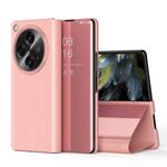 Per OPPO Find N3 Custodia per telefono in pelle con vibrazione orizzontale a specchio placcato con supporto (rosa)