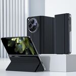 Per OPPO Find N3 Custodia in pelle tinta unita con pellicola integrale Custodia per telefono all-inclusive con supporto (nero)