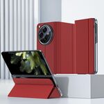 Per OPPO Find N3 Custodia in pelle tinta unita con pellicola integrale Custodia per telefono all-inclusive con supporto (rosso)