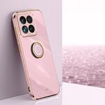 Per Xiaomi 14 Pro XINLI Straight Edge 6D Custodia per telefono in TPU elettrolitico con supporto ad anello (viola ciliegia)