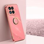 Per Xiaomi 14 Pro XINLI Straight Edge 6D Custodia per telefono in TPU placcato con supporto ad anello (biancospino rosso)