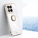 Per Xiaomi 14 Pro XINLI Straight Edge 6D Custodia per telefono in TPU elettrolitico con supporto ad anello (bianco)