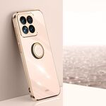 Per Xiaomi 14 Pro XINLI Straight Edge 6D Custodia per telefono in TPU placcato con supporto ad anello (rosa)