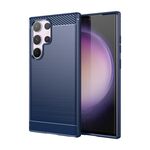 Custodia per telefono TPU in fibra di carbonio con texture spazzolata per Samsung Galaxy S24 Ultra 5G (blu)