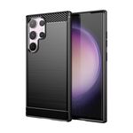 Custodia per telefono TPU in fibra di carbonio con texture spazzolata per Samsung Galaxy S24 Ultra 5G (nera)