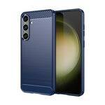 Custodia per telefono TPU in fibra di carbonio con texture spazzolata per Samsung Galaxy S24+ 5G (blu)