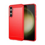 Custodia per telefono TPU in fibra di carbonio con texture spazzolata per Samsung Galaxy S24+ 5G (rossa)