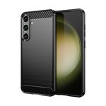 Custodia per telefono TPU in fibra di carbonio con texture spazzolata per Samsung Galaxy S24+ 5G (nera)
