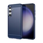 Custodia per telefono TPU in fibra di carbonio con texture spazzolata per Samsung Galaxy S24 5G (blu)