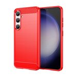 Custodia per telefono TPU in fibra di carbonio con texture spazzolata per Samsung Galaxy S24 5G (rossa)