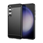 Custodia per telefono TPU in fibra di carbonio con texture spazzolata per Samsung Galaxy S24 5G (nera)