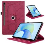 Custodia Smart Tablet in pelle con rotazione in rilievo per Samsung Galaxy Tab S9 FE Tree Life (rosso)