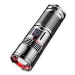 Torcia zoom telescopica con ricarica laser bianco per esterni di tipo C con funzione Power Bank (nero)