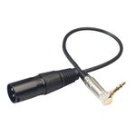 Cavo audio stereo TRS maschio a XLR maschio a 3 pin da 0,3 m, 90 gradi, 3,5 mm (nero)