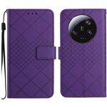 Per la custodia del telefono in pelle con struttura a griglia ultra rombica Xiaomi 13 (viola)