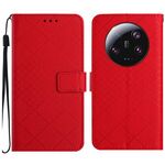 Custodia per telefono in pelle con struttura a griglia ultra rombica per Xiaomi 13 (rossa)