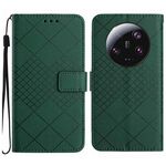 Custodia per telefono in pelle con struttura a griglia ultra rombica per Xiaomi 13 (verde)
