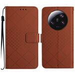 Per la custodia del telefono in pelle con struttura a griglia ultra rombica Xiaomi 13 (marrone)
