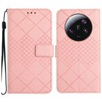 Custodia per telefono in pelle con struttura a griglia ultra rombica per Xiaomi 13 (rosa)
