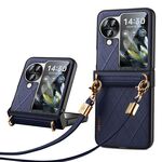 Per OPPO Find N3 Flip SULADA Custodia per telefono pieghevole elegante con struttura rombica (blu)