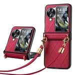 Per OPPO Find N3 Flip SULADA Elegante custodia pieghevole per telefono con struttura rombica (Rosso)