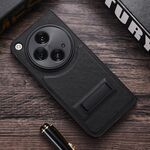Per OPPO Find N3 / OnePlus Open PC + custodia per telefono con texture in pelle con supporto in metallo (nero)
