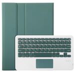Per Samsung Galaxy Tab A9+ X210/X215/X215 A09B-A Custodia per tablet in pelle con tastiera Bluetooth touch TPU color caramello con portapenne (verde scuro)